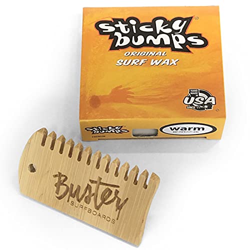 Buster Surfboards Sticky Bumps Original Surfboard Wax Set mit Surf Grip Surfwachs Bambus Waxkamm Temperatur Warm 17°C - 24°C | Anti-Rutsch Board Wachs mit Kamm Buster Surfboards Sticky Bumps Original Surfboard Wax Set mit Surf Grip Surfwachs Bambus Waxkamm Temperatur Warm 17°C - 24°C | Anti-Rutsch Board Wachs mit Kamm von Buster Surfboards