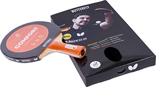 BUTTERFLY Tischtennisschläger Comfort | Profi-Tischtennisschläger für Anfänger und Fortgeschrittene | Beläge schwarz/rot mit ITTF-Zulassung für Wettkämpfe | extrem griffige Oberfläche von Butterfly