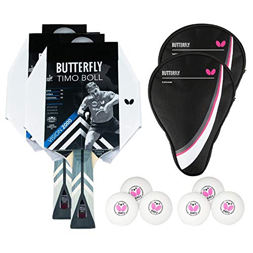 Butterfly 2 x Timo Boll Vision 2000 Tischtennisschläger + 2 x Tischtennishülle Drive Case + 2 x 3*** ITTF R40+ Tischtennisbälle | Tischtennisschlägerset | Tischtennis Profi Set Butterfly 2 x Timo Boll Vision 2000 Tischtennisschläger + 2 x Tischtennishülle Drive Case + 2 x 3*** ITTF R40+ Tischtennisbälle | Tischtennisschlägerset | Tischtennis Profi Set von Butterfly