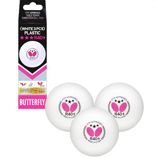 Butterfly 3 Sterne R40+ Tischtennisbälle | Premium Profi-Tischtennisbälle weiß (3er Packung) | hervorragend ausbalancierte Wettkampf-Tischtennisbälle Butterfly 3 Sterne R40+ Tischtennisbälle | Premium Profi-Tischtennisbälle weiß (3er Packung) | hervorragend ausbalancierte Wettkampf-Tischtennisbälle von Butterfly