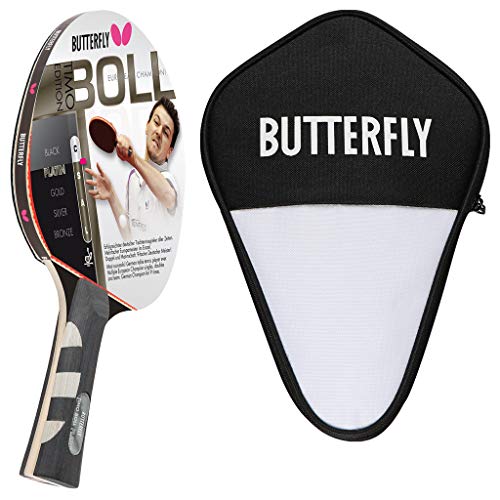 Butterfly® Timo Boll Platin 85025 Tischtennisschläger | Tischtennis Racket Bat Profi | Wettkampfschläger für fortgeschrittene Spieler | ITTF zertifizierter Pan Asia Belag | anatomische Griffform von Butterfly