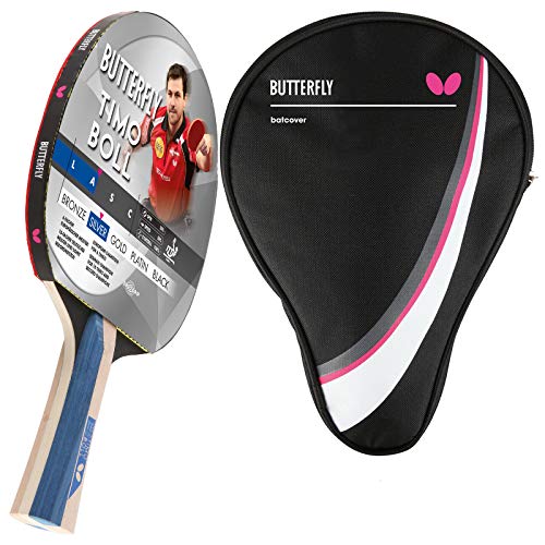 Butterfly® Timo Boll Silver Tischtennisschläger | Tischtennis Racket TT Hobbyschläger für ambitionierte Freizeitspieler | hochwertige Qualität | ITTF zertifizierter Addoy Belag | anatomische Griffform von Butterfly