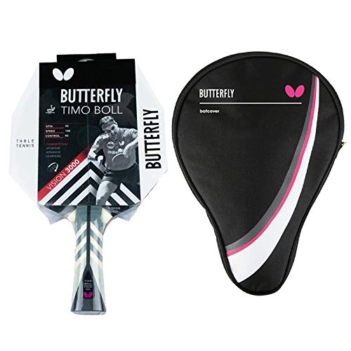Butterfly® Timo Boll Vision 3000 Tischtennisschläger | Tischtennis Racket Bat TT Profi Wettkampfschläger für technisch fortgeschrittene Spieler | ITTF zertifizierter Wakaba Belag | Griffform konkav von Butterfly