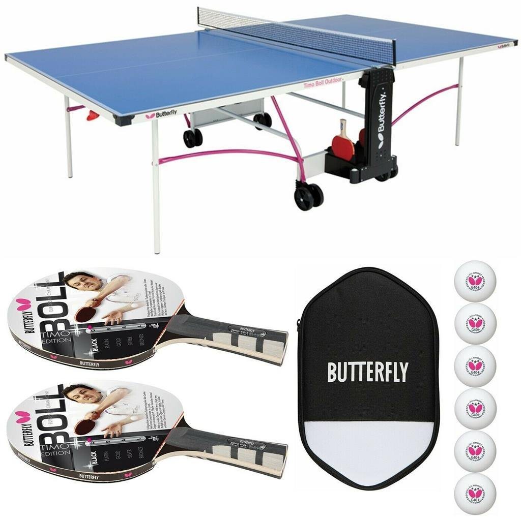 Butterfly Tischtennisplatte Timo Boll Platte + Schläger + Hülle + Bälle, Tischtennis Schläger Set Tischtennisset Table Tennis Bat Racket von Butterfly