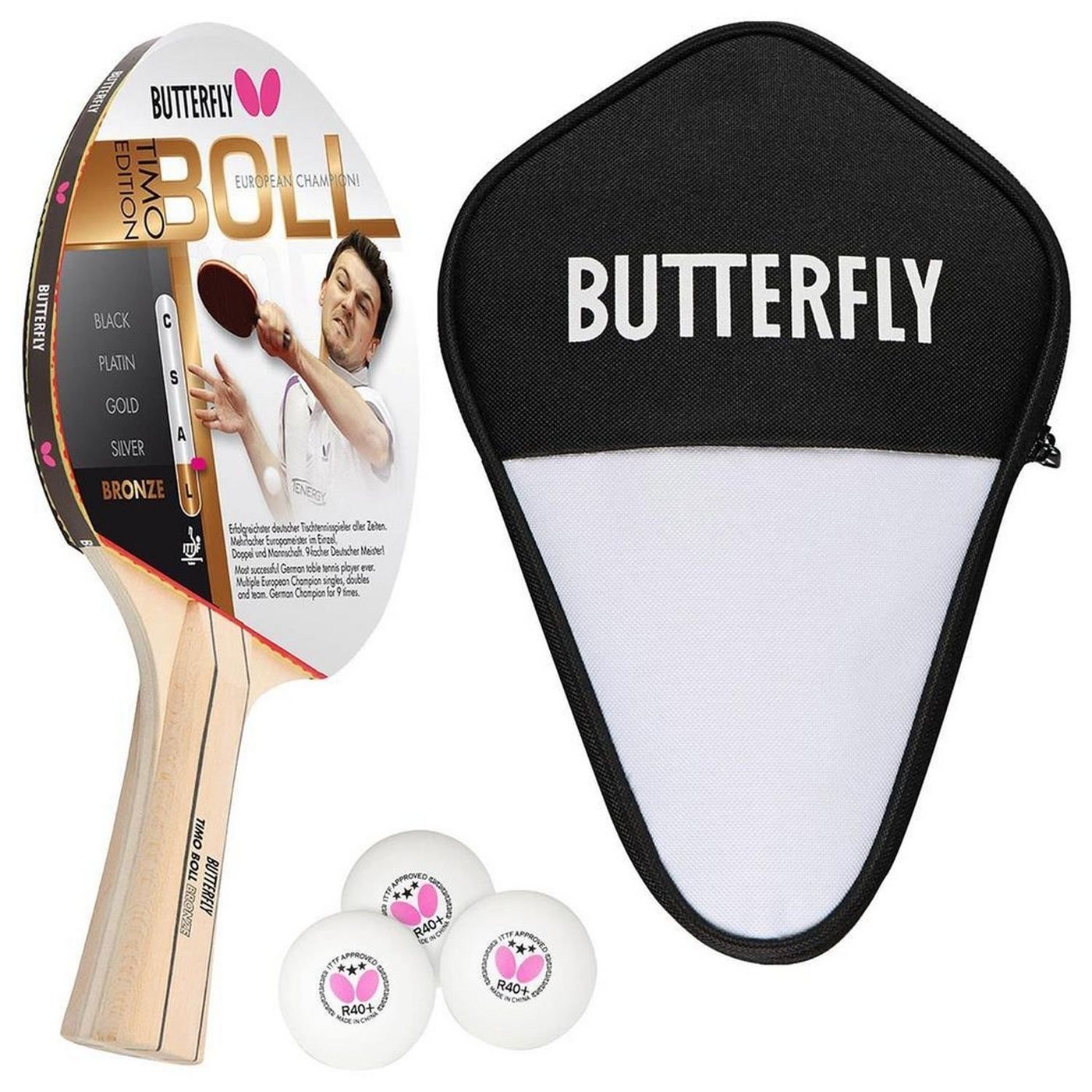 Butterfly Tischtennisschläger 1x Timo Boll Bronze 85010 + Cell Case 1 + Bälle, Tischtennis Schläger Set Tischtennisset Table Tennis Bat Racket Butterfly Tischtennisschläger 1x Timo Boll Bronze 85010 + Cell Case 1 + Bälle, Tischtennis Schläger Set Tischtennisset Table Tennis Bat Racket von Butterfly