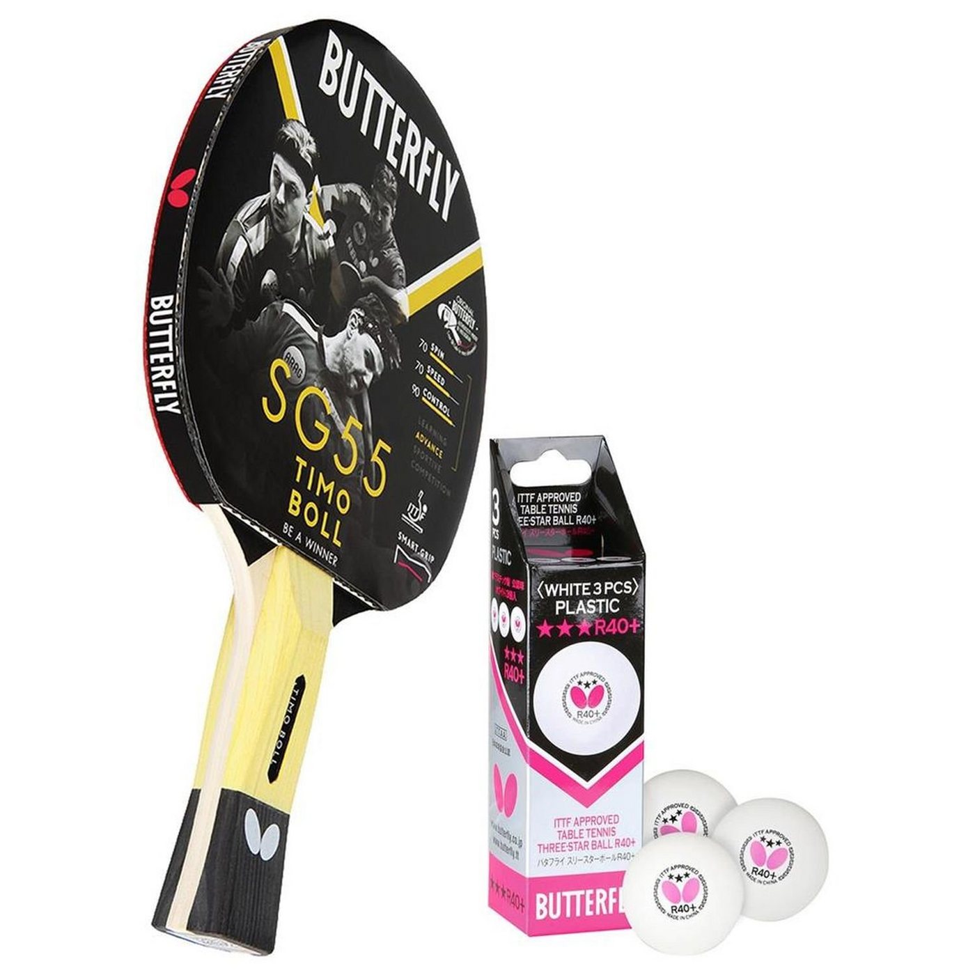 Butterfly Tischtennisschläger 1x Timo Boll SG55 + Bälle, Tischtennis Schläger Set Tischtennisset Table Tennis Bat Racket Butterfly Tischtennisschläger 1x Timo Boll SG55 + Bälle, Tischtennis Schläger Set Tischtennisset Table Tennis Bat Racket von Butterfly