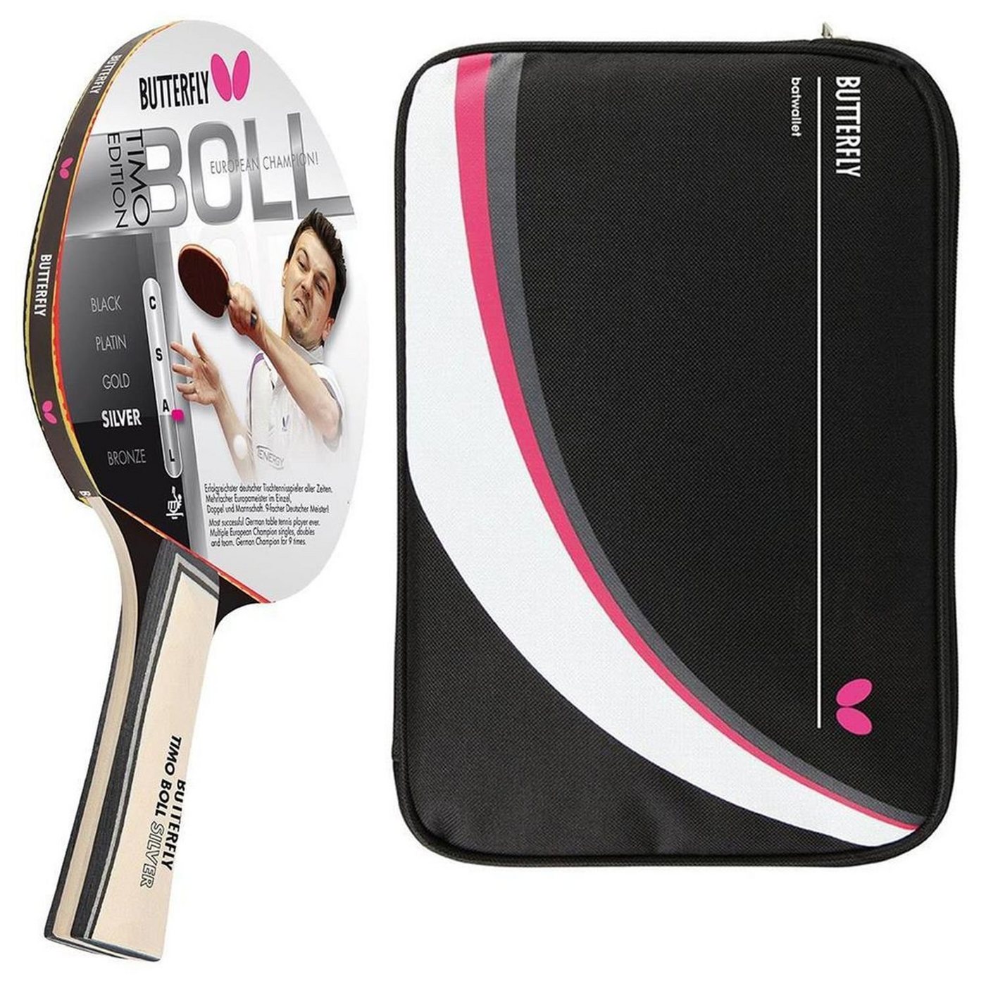 Butterfly Tischtennisschläger 1x Timo Boll Silber 85015 + Drive Case 2, Tischtennis Schläger Set Tischtennisset Table Tennis Bat Racket Butterfly Tischtennisschläger 1x Timo Boll Silber 85015 + Drive Case 2, Tischtennis Schläger Set Tischtennisset Table Tennis Bat Racket von Butterfly
