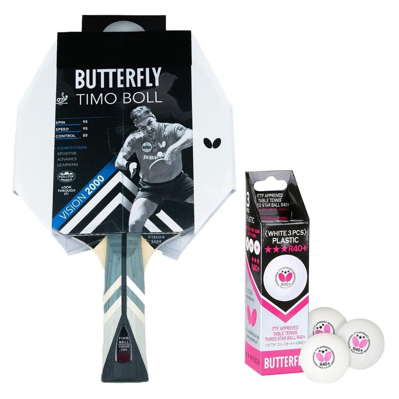 Butterfly Tischtennisschläger 1x Timo Boll Vision 2000 + Bälle, Tischtennis Schläger Set Tischtennisset Table Tennis Bat Racket Butterfly Tischtennisschläger 1x Timo Boll Vision 2000 + Bälle, Tischtennis Schläger Set Tischtennisset Table Tennis Bat Racket von Butterfly