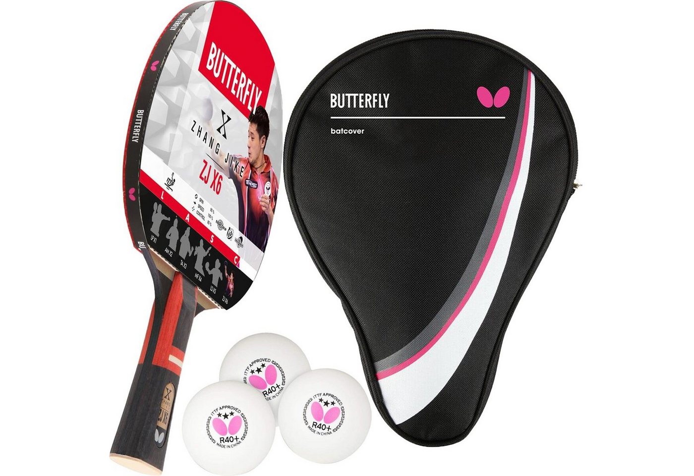 Butterfly Tischtennisschläger 1x Zhang Jike + DC1 + Bälle, Tischtennis Schläger Set Tischtennisset Table Tennis Bat Racket von Butterfly