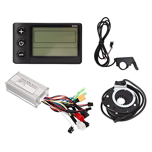 BuyWeek Elektrofahrrad Brushless Motor Controller Kit, 24V 36V 48V 250W 350W 17A Bürstenlose Controller S866 LCD Display Meter Daumengas 8 Magnetischer Assist Sensor Kit für E-Bike Scooter von BuyWeek