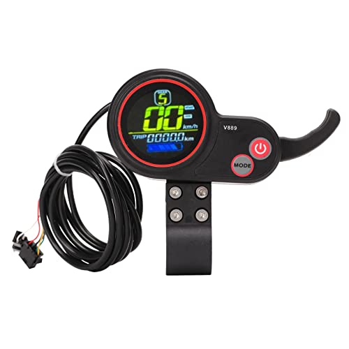 BuyWeek Elektroroller Daumengas mit LCD Display, 24V 36V 48V Daumengas LCD Anzeigefeld mit USB für Elektroroller Elektrofahrrad von BuyWeek