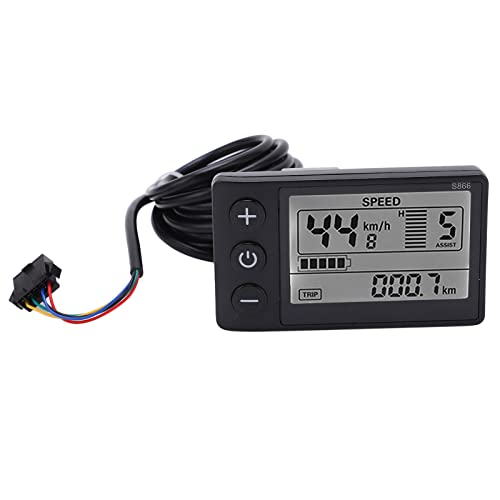 BuyWeek Fahrradcomputer, Elektrofahrrad Tachometer 24V 36V 48V Elektroroller Bedienfeld S866 LCD Display Meter mit SM Stecker von BuyWeek