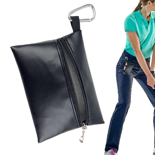 Bvizyelck Aufbewahrungstasche für Golfbälle – PU-Leder-Golfte-Tasche, Golfball-Halter, Golfball-Tasche mit Reißverschluss, leichte Golf-Zubehörtasche von Bvizyelck