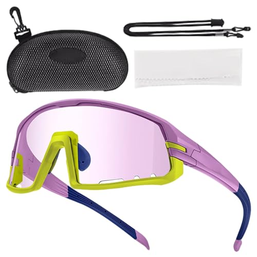 Bvizyelck Fahrradbrille, Fahrradbrille für Damen, Sport-Sonnenbrille, Rad-Sonnenbrille für Herren und Damen, Farbwechselgläser zum Laufen, Radfahren von Bvizyelck