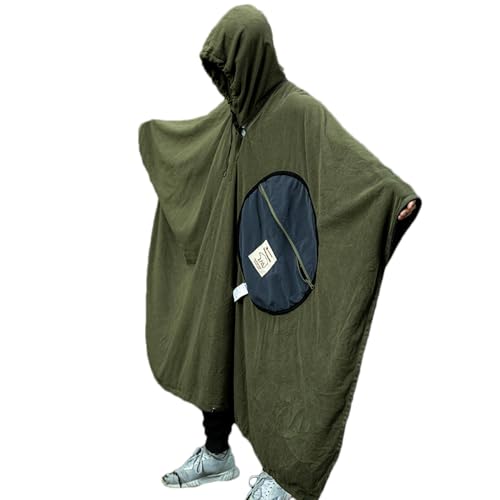 Bvizyelck Survival-Poncho, tragbarer Schlafsack - Fleece Camp Poncho Schlafsack - Mehrzweck-Poncho mit Kapuze, Campingdecke, Winddichte Decken, Schlafsack-Poncho für Outdoor-Camping von Bvizyelck