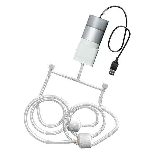 Tragbare USB-Luftpumpen für Aquarien, Belüfter, kleiner Sauerstoffgeber, Aquarium-Zubehör, wiederaufladbare Luftpumpen, Blasen, Pumpen, hängende Schnalle von Bydezcon