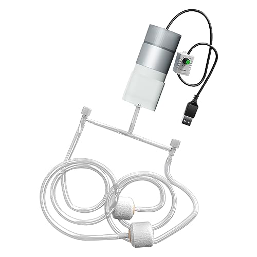 Tragbare USB-Luftpumpen für Aquarien, Belüfter, kleiner Sauerstoffgeber, Aquarium-Zubehör, wiederaufladbare Luftpumpen, Blasen, Pumpen, hängende Schnalle von Bydezcon