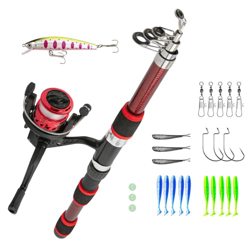 Fishing Kit for Kids, Kinder Angelset Mit 42,5 cm Teleskop-Rute, Sensible Bissanzeige, Automatischer Stoßdämpfer, Tragbar Für Outdoor-Familienaktivitäten von Byeaon