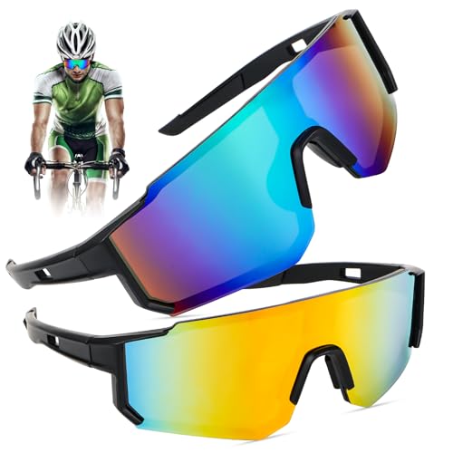 Byffoer 2 Stück Polarisiert Fahrradbrille, Sport Sonnenbrille Schnelle Brille,Schnelle Brille Rave Radfahrer Brille Fahrradbrille Winddich für Herren Damen UV400 Schutz für Outdooraktivitäten Byffoer 2 Stück Polarisiert Fahrradbrille, Sport Sonnenbrille Schnelle Brille,Schnelle Brille Rave Radfahrer Brille Fahrradbrille Winddich für Herren Damen UV400 Schutz für Outdooraktivitäten von Byffoer
