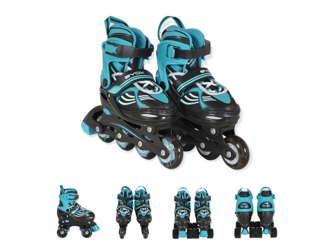 Byox Inlineskates Inliner 2 in 1 Double blau, Rollschuhe, PU-Rollen, ABEC-5 Lager, verstellbar Byox Inlineskates Inliner 2 in 1 Double blau, Rollschuhe, PU-Rollen, ABEC-5 Lager, verstellbar von Byox