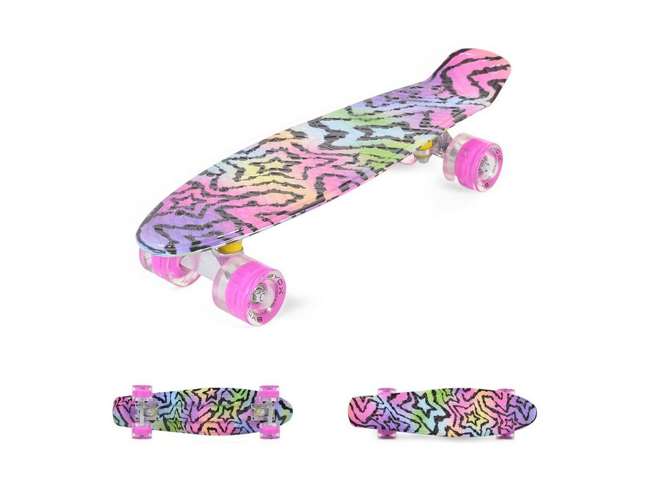 Byox Skateboard Kinder Skateboard Stars 22 Zoll, LED, 85A PU Rollen, ABEC 7, bis 85 kg Byox Skateboard Kinder Skateboard Stars 22 Zoll, LED, 85A PU Rollen, ABEC 7, bis 85 kg von Byox