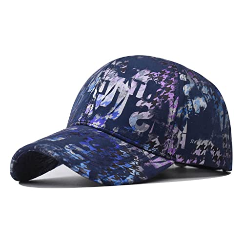 Baseball Cap Damen Basecap Kappe Herren Unisex Mütze Hut Baseballkappe Bunte Farbverlauf Graffiti Design Frauen Sommer Streetwear Hip Hop Gesichtskappen Für Männer 54-60 cm Navy von Bysonglezai