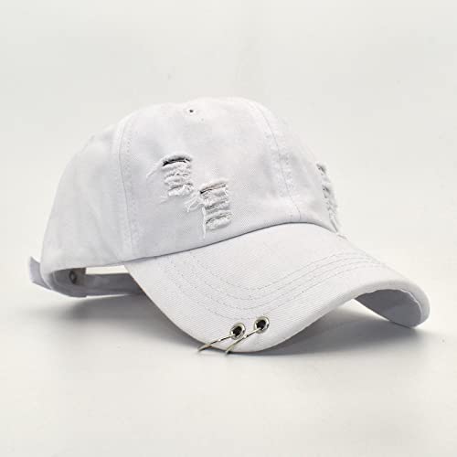 Baseball Caps Baseball Kappe Herren Hüte Damen Mützen Distressed Snapback Hat Für Frauen New Washed Ripped Cotton Hip Hop Sports Hat Für Männer Male Ring Baseball Cap Erwachsene (54-58 cm) H von Bysonglezai