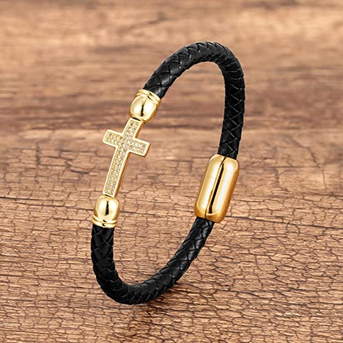 Bysonglezai Armbänder Damen Armband Frauen Geschenk Mädchen Klassisches Unisex Kreuz Armband Charm Mann Frauen Armreifen Schnalle Punk Male Gold von Bysonglezai