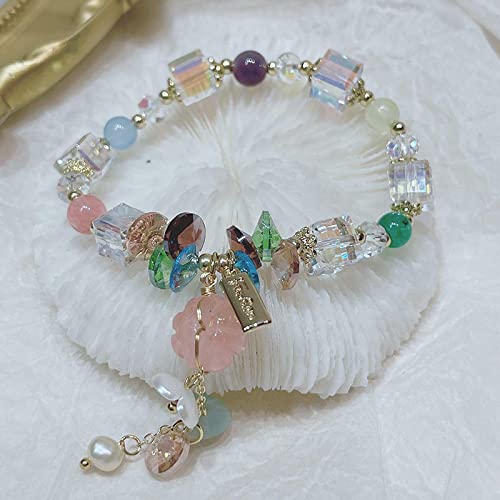 Bysonglezai Armbänder Damen Armband Frauen Geschenk Mädchen Multicolor Lila Blau Rosa Kristall Natürliche Süßwasserperlen Perlen Armbänder Für Damenmode Multi von Bysonglezai