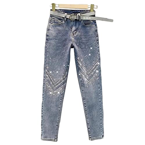 Bysonglezai Jeans Damen Hose Jeanshose Female Women Herbst Strass Röhrenjeans Damen Elastische Hohe Taille Neun Punkte Hosen Damen Denim Overalls XXXL Hellblau Bysonglezai Jeans Damen Hose Jeanshose Female Women Herbst Strass Röhrenjeans Damen Elastische Hohe Taille Neun Punkte Hosen Damen Denim Overalls XXXL Hellblau von Bysonglezai