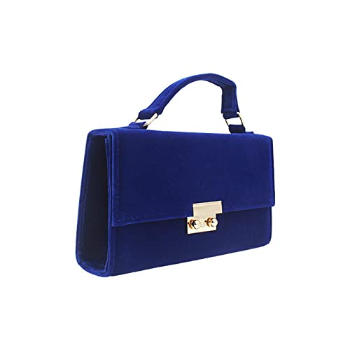 Bysonglezai Mode Einfache Samt Clutch Tasche Pure Farbe Damen ' Schloss-und-Knopf-Hand-Dinner-Paket für Frauen Hochzeitsclutches Blau von Bysonglezai