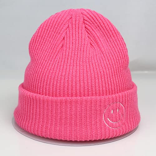 Bysonglezai Strickmützen Hüte Mützen Caps Beanie Mode Einfarbige Kurze Gestrickte Wintermütze Damen Smiley Männer Mütze Neon Gelb Neongrün Lila Hellrosa Rosa von Bysonglezai