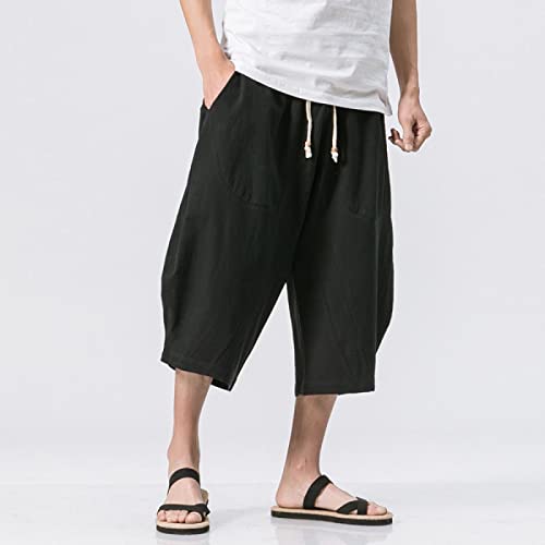 Bywenzai Kurze Hose Männer Baumwolle Leinen Einfarbig Elastische Taille Shorts T Herren Hip-Hop Atmungsaktiv Lässig 3/4 Hose Japanische Und Koreanische Yogahose XL Schwarz Bywenzai Kurze Hose Männer Baumwolle Leinen Einfarbig Elastische Taille Shorts T Herren Hip-Hop Atmungsaktiv Lässig 3/4 Hose Japanische Und Koreanische Yogahose XL Schwarz von Bywenzai