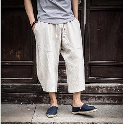 Bywenzai Kurze Hose Männer Baumwolle Leinen Einfarbig Elastische Taille Shorts T Herren Hip-Hop Atmungsaktiv Lässig 3/4 Hosen Japanische Und Koreanische Yogahose L Weiß Bywenzai Kurze Hose Männer Baumwolle Leinen Einfarbig Elastische Taille Shorts T Herren Hip-Hop Atmungsaktiv Lässig 3/4 Hosen Japanische Und Koreanische Yogahose L Weiß von Bywenzai