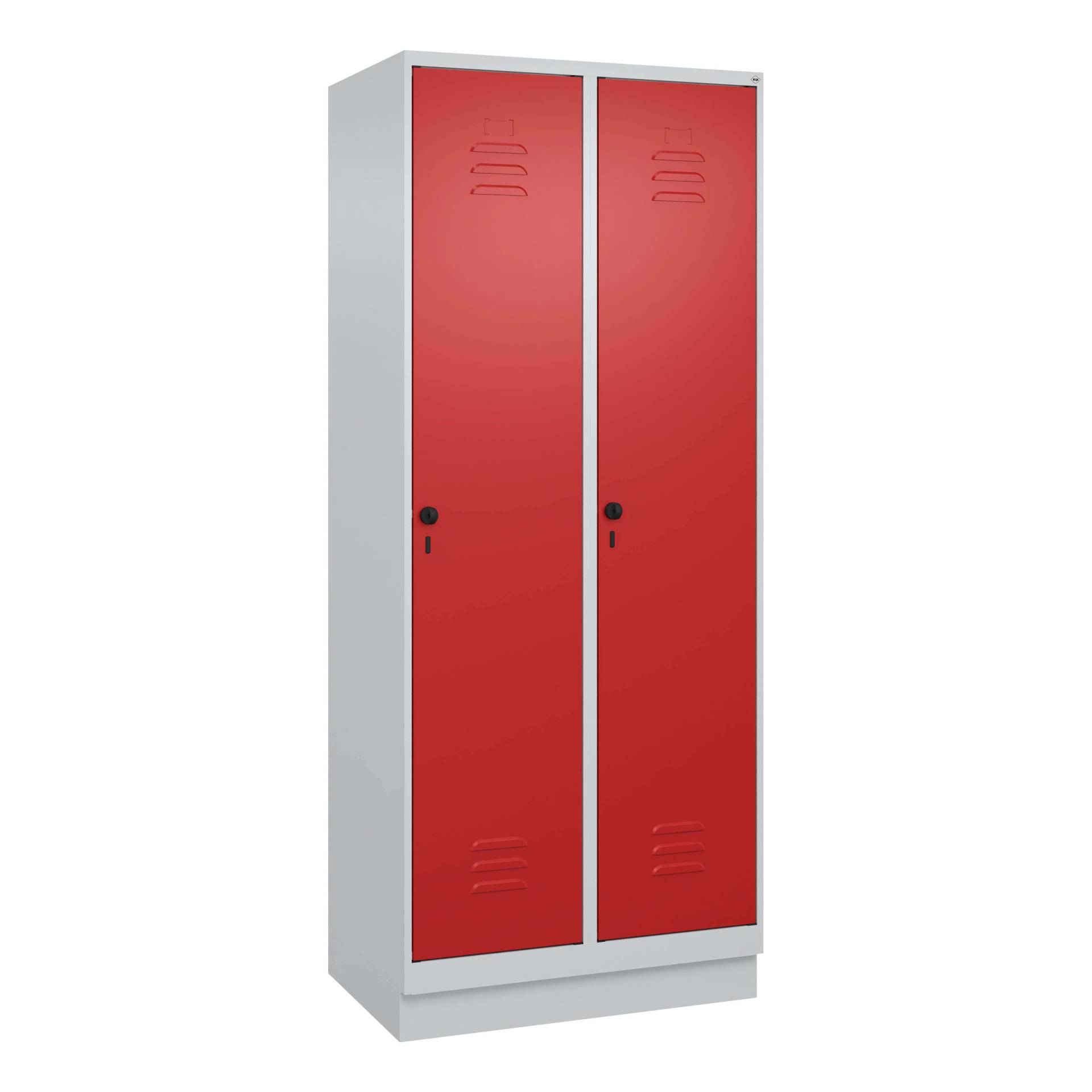 C+P Garderobenschrank "Classic Plus", Abteilbreite 40 cm, mit Sockel, Feuerrot (RAL 3000), 195x80x50 cm/ 2 Fächer von C+P