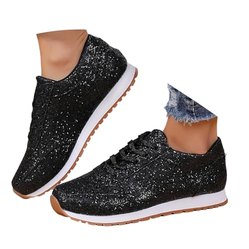 B Ware Retouren, Pailletten Schuhe Damen Sneaker Glitzer Turnschuhe Outdoor Sportschuhe Glänzende Dicker Glitzer Sneaker Laufschuhe Glitzer Schnürsenkel Glitzer Schuhe von C'est TT