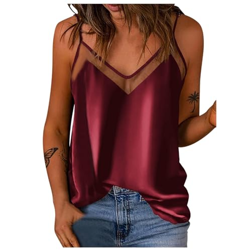 Damen Satin Tank Top Unterhemden Spitzentop Seide Camisole Spaghettiträger Basic Tanks Sexy Oberteil Damen Spitzen Oberteile Top V Ausschnitt Oberteil Spaghettiträger Elegant Sommer Shirt Cami Top Damen Satin Tank Top Unterhemden Spitzentop Seide Camisole Spaghettiträger Basic Tanks Sexy Oberteil Damen Spitzen Oberteile Top V Ausschnitt Oberteil Spaghettiträger Elegant Sommer Shirt Cami Top von C'est TT