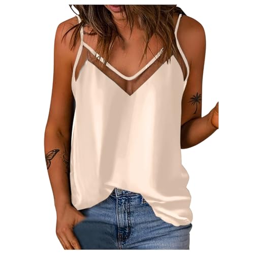 Damen Satin Tank Top Unterhemden Spitzentop Seide Camisole Spaghettiträger Basic Tanks Sexy Oberteil Damen Spitzen Oberteile Top V Ausschnitt Oberteil Spaghettiträger Elegant Sommer Shirt Cami Top Damen Satin Tank Top Unterhemden Spitzentop Seide Camisole Spaghettiträger Basic Tanks Sexy Oberteil Damen Spitzen Oberteile Top V Ausschnitt Oberteil Spaghettiträger Elegant Sommer Shirt Cami Top von C'est TT