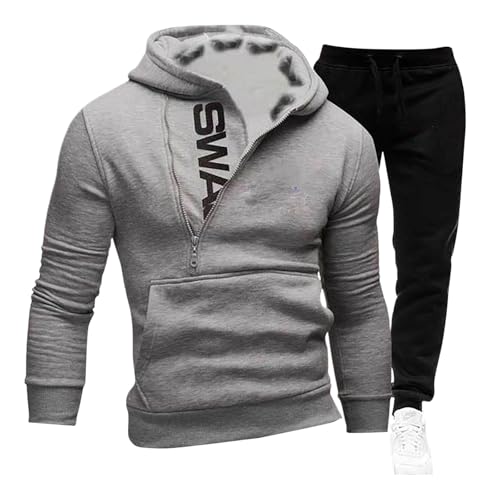 Hausanzug Herren Baumwolle, Jogginganzug Herren Tracksuit Y2K Hoodie und Baggy Baumwolle Jogginghose Sportanzug Streatwear Trainingsanzüge für Herren 2-Teilig Kapuzenpullover von C'est TT