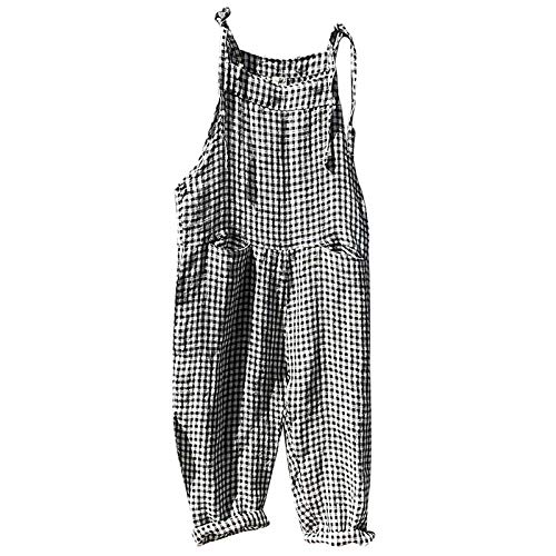 Jumpsuit Damen Hosenanzug Schwarz Weiß Gestreift Ärmellose Overalls Mit Taschen Latzhose Arbeitshose Casual Playsuit Sommer Freizeithose Langes Weites Bein Hose Hosen Jumpsuit von C'est TT