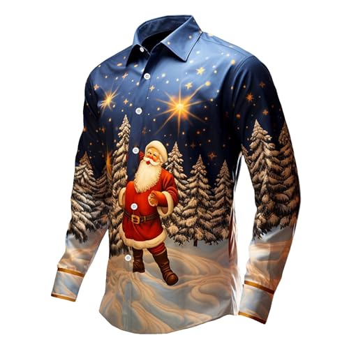 Langarmhemd Herren Weihnachten 3D Druck Weihnachtshemd Sweatshirt Hemd Langarmhemd Langarmshirt Freizeithemd Weihnachten Hemd für Festival Party Freizeitkleidung von C'est TT