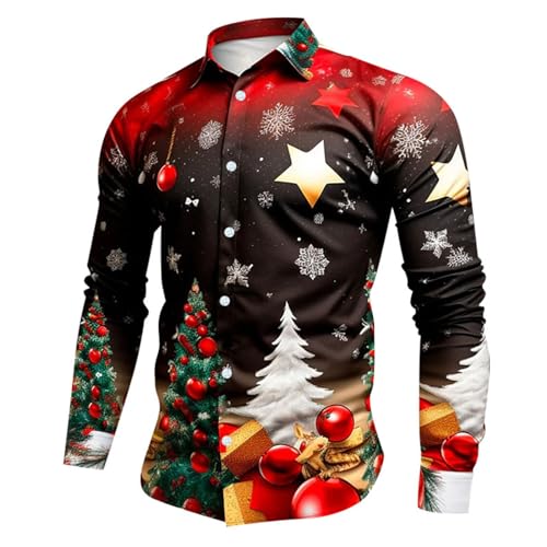 Lustige Funky Hemden Herren 3D Druck Lustige Christmas Shirt Hemd Weihnachten Sweatshirt Shirt Hemden Slim fit Christmas Shirt 3D Druck Kostümhemd Für Festival Party von C'est TT