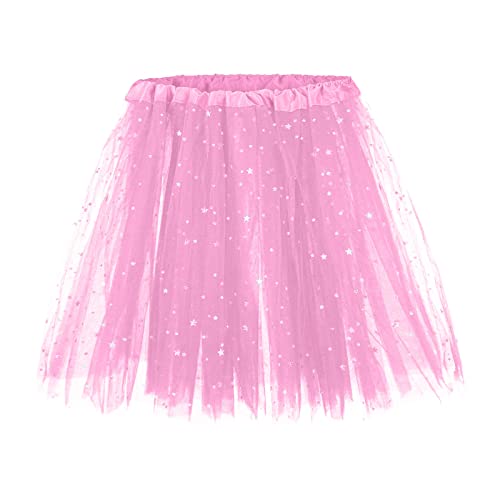 Tüllrock Damen, Tüllrock Damen Glitzer Tütü Rock Karneval Kurz Tutu Pailletten Tüll Rock Retro Elastisch Ballet Tanzrock Rockabilly Petticoat Tanzkleid Ballkleid von C'est TT