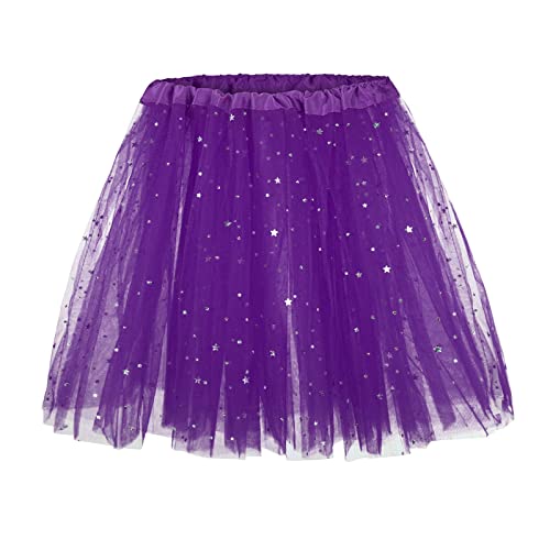 Tütü Damen, Tüllrock Damen Glitzer Tütü Rock Karneval Kurz Tutu Pailletten Tüll Rock Retro Elastisch Ballet Tanzrock Rockabilly Petticoat Tanzkleid Ballkleid von C'est TT