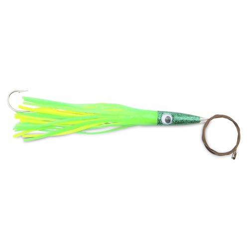 C&H Wahoo Whacker Rigged & Ready Green/Yellow Skirt, 6oz / 170g 12.5in / 31.75cm 8/0 7732 Mustad Hook, AFW Swivel 275lb / 124.7kg AFW 49 Stränge Kabel, 6FT / 1.8M von C&H Lures