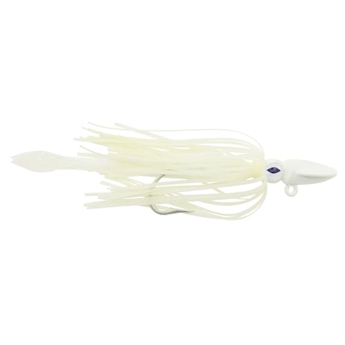 No Alibi, Alien Jig – Tintenfischkopf, 113,4 g, Glow Pearl White Head, fluoreszierender weißer Rock und Tintenfischpfoten von C&H Lures