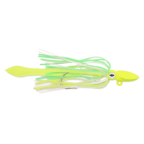 No Alibi Alien Jig – Tintenfischkopf, 113,4 g, Glow Green/Chartreuse Head, Rock, Chartreuse Squid Paws von C&H Lures