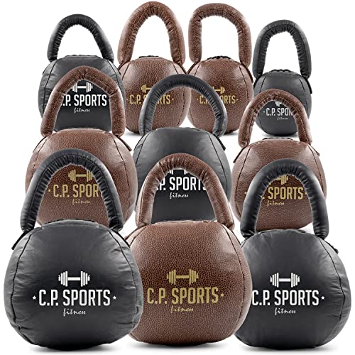 C.P. SPORTS Kettlebell - Kunstleder braun - Gewicht 7kg | für Kraftsport, Cross Training, Fitness, Sport, Workout | robust und abwaschbar | für Damen & Herren, Anfänger & Einsteiger von C.P.Sports