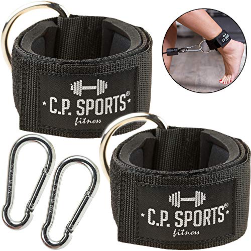 C.P. Sports 1 Paar / 2 Stück + Karabinerhaken Hand- und Fußschlaufe Zughilfen Komfort für Fitness am Kabelzugturm von C.P.Sports