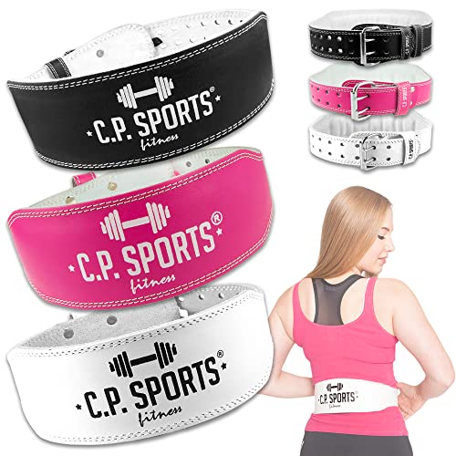 C.P.Sports Gewichthebergürtel für Damen | Lady Fitnessgürtel, Trainingsgürtel für Kraftsport, Gewichtheben, Fitness, Gym | Echtes Leder, gepolstert, ergonomisch für Frauen | Schwarz – Größe L von C.P.Sports